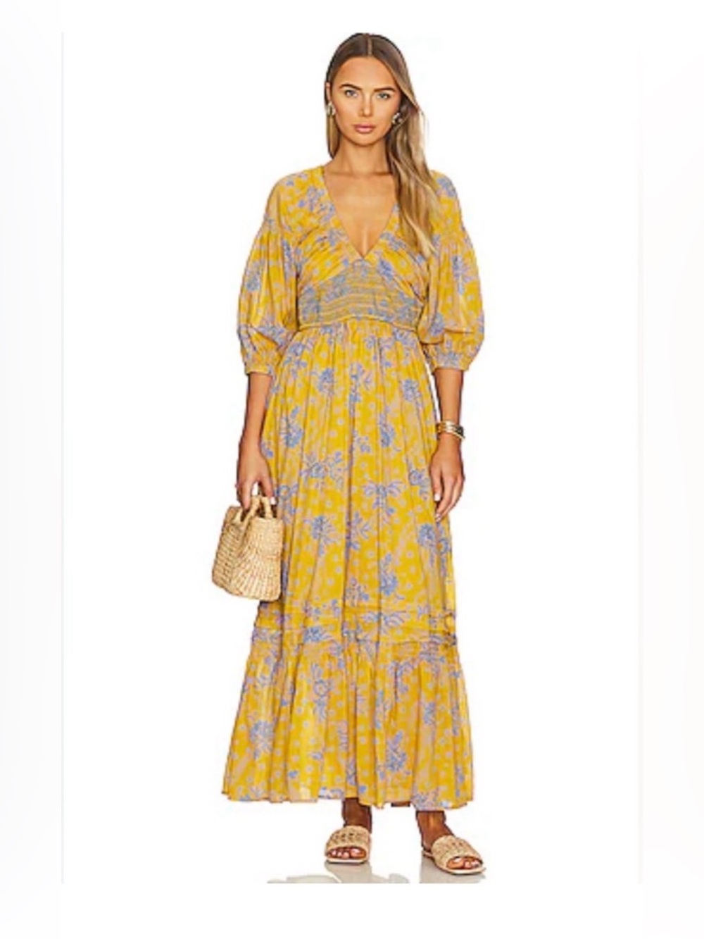 Free People Golden Hour Maxi Dress in Eqyptian Palm Combo - Picture 2 of 5